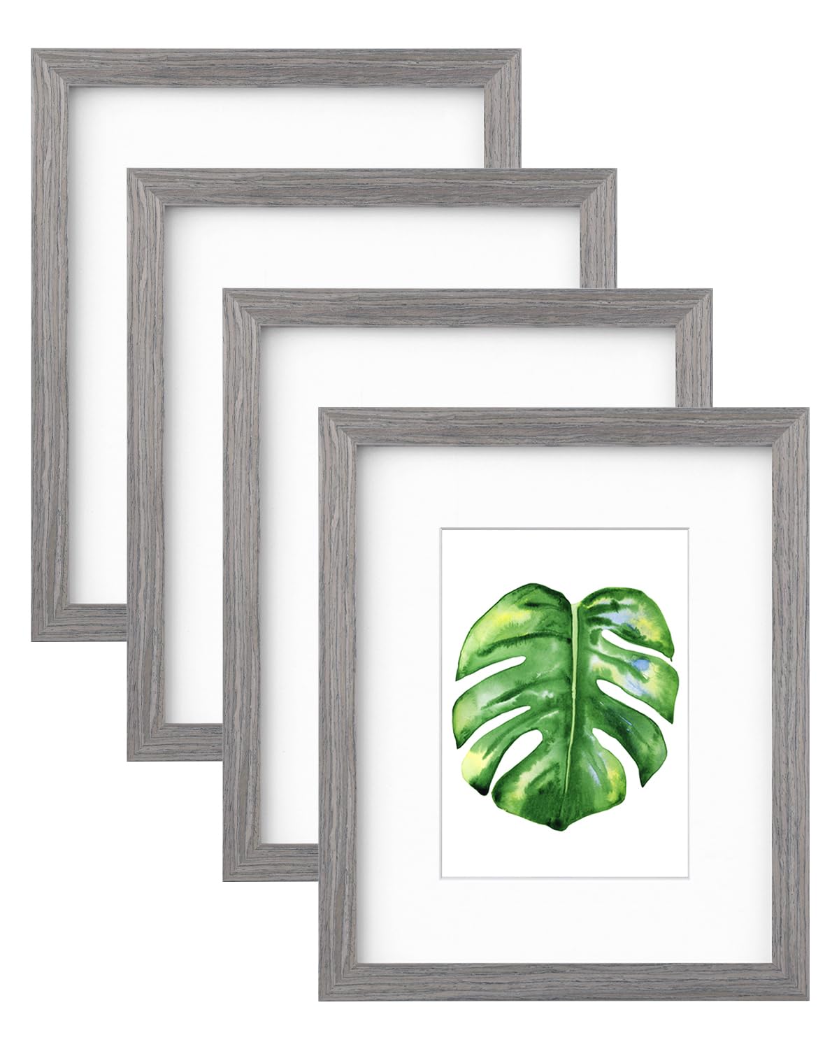 EGOFINE 10x8 Picture Frame,100% Solid Wood Frame with 7x5 Mat,10x8 Photo Frame with Acrylic Glass,20x25 cm Poster Frames for Tabletop and Wall Mounting, Light Gray,4 Pack — image 1