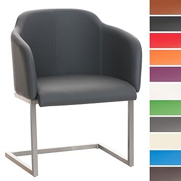 CLP Edelstahl-Freischwinger Magnus mit hochwertiger Polsterung und Kunstlederbezug I Loungesessel mit Armlehne I erhältlich G