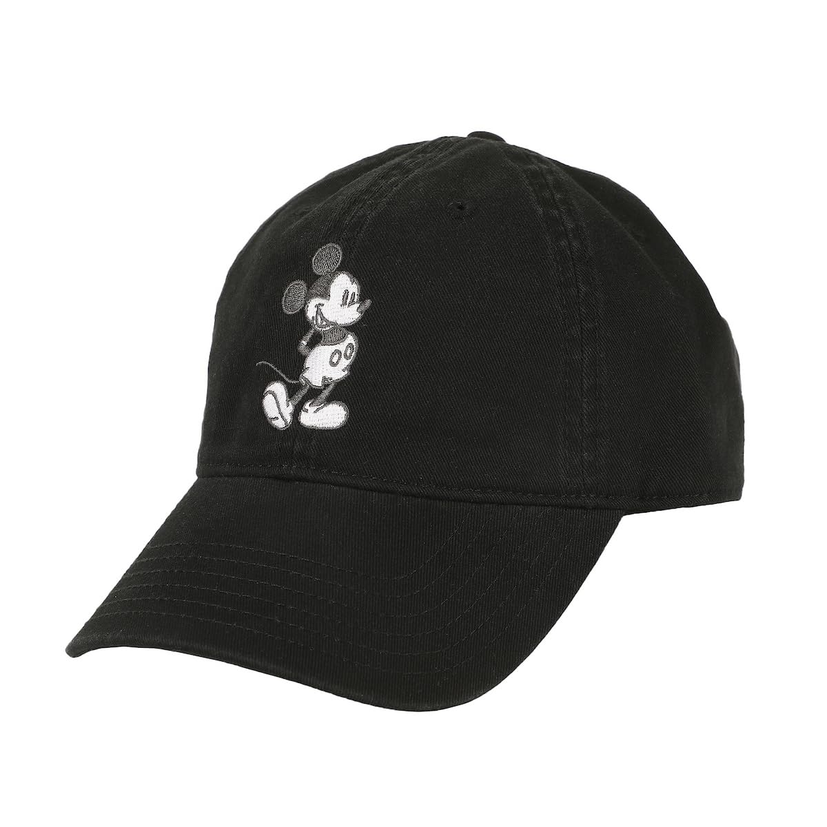 Photo 1 of Disney Mickey Mouse Black & White Character Art Black Unstructured Baseball Cap
