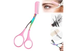 JILITSE Premium 2 in 1 Non Slip Eyebrow Trimmer Scissors with Comb, Ideal Makeup Tool for Men and Women, Perfect for Precise Hair Removal and Grooming, Pink