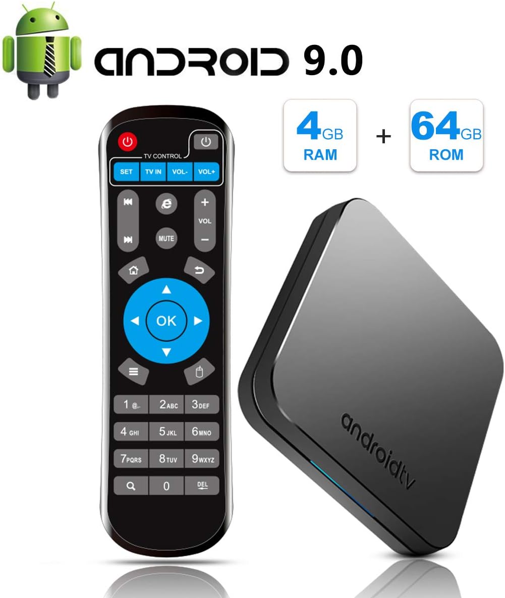 Sidiwen Android 9.0 TV Box KM9 4GB RAM 64GB ROM Amlogic S905X2 Quad Core Bluetooth 4.1 Dual Band WIFI 2.4G/5G Ethernet USB 3.0 Internet Set Top Box with Smart Breathing Light Support 3D 4K Ultra HD