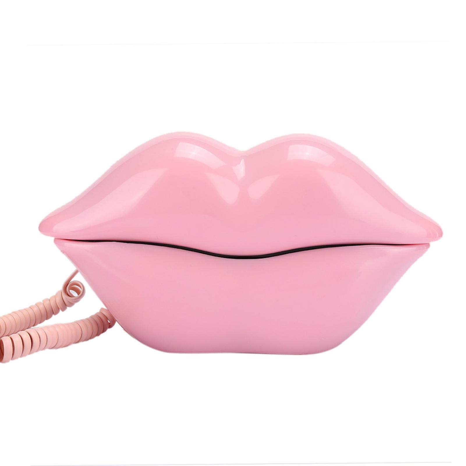 Desk Landline Phone - European Style Pink Lip Telephone Fashionable Creative Corded Landline Phones Wired Phone Office Phone Vintage Phone Decor for Home Hotel Office Furniture Decor(Pink)