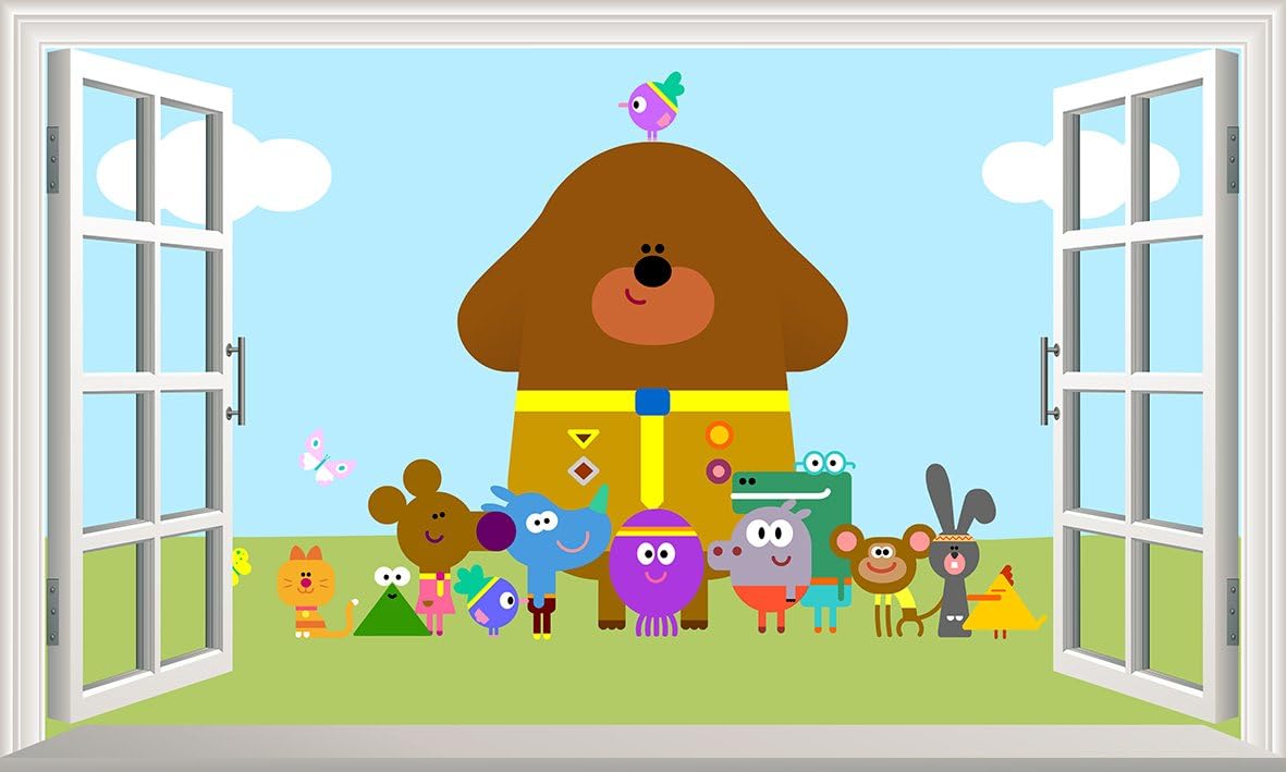 Chicbanners Hey Duggee 3D Wall Crack Wall Smash V102 Wall Sticker Self Adhesive Poster Wall Art Size 1000mm wide x 600mm deep (large)