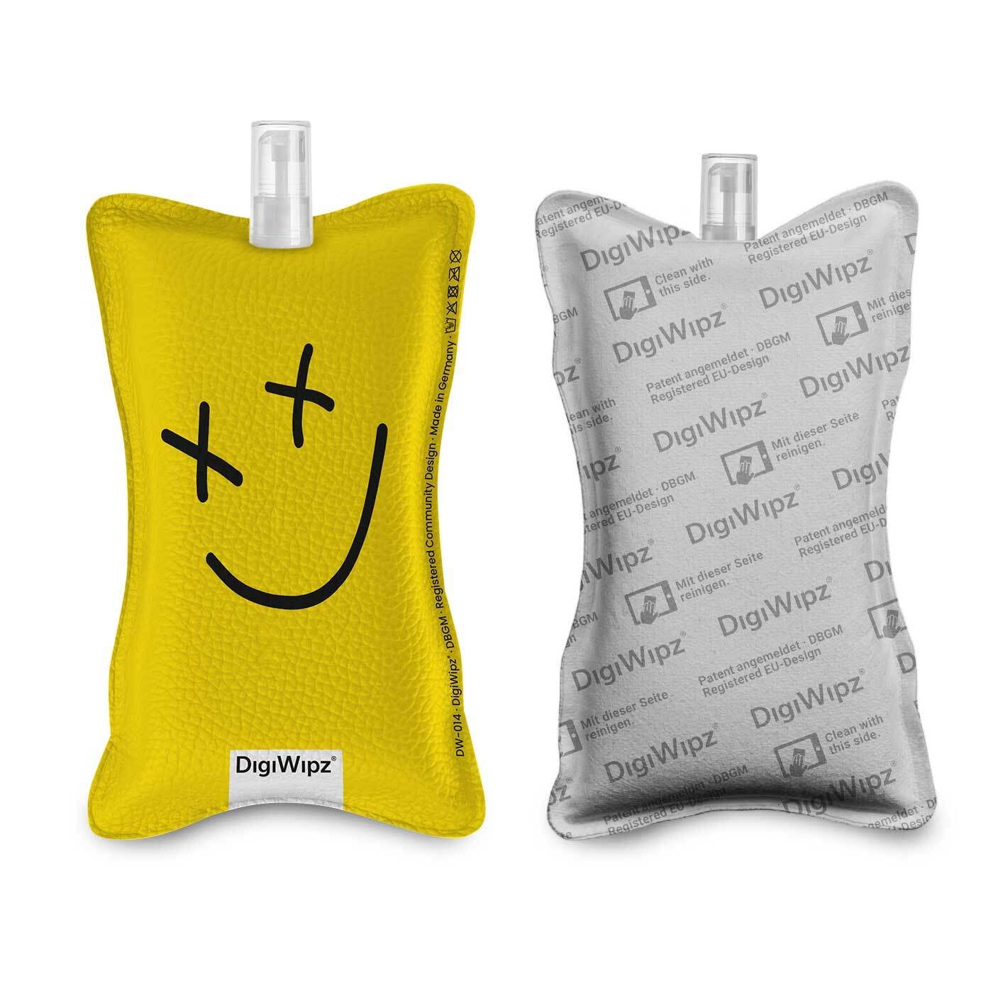 DigiWipz® The ingenious 2-in-1 display cleaner (smile), screen cleaner for displays and touchscreens, screen cleaner microfibre sponge with integrated sprayer