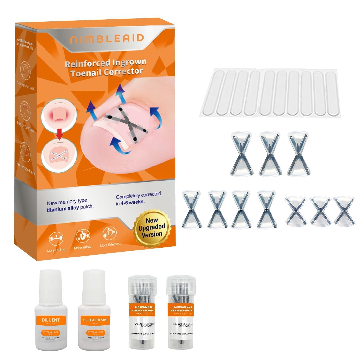 Photo 1 of 10 Patchs X-Shaped Upgrade Titanium Alloy Ingrown Toenail Corrector,At Home Ingrown Toenail Treatment for Man and Women,Ingrown Toenail Removal Kit,Curved Toenail Corrector (Large Size)