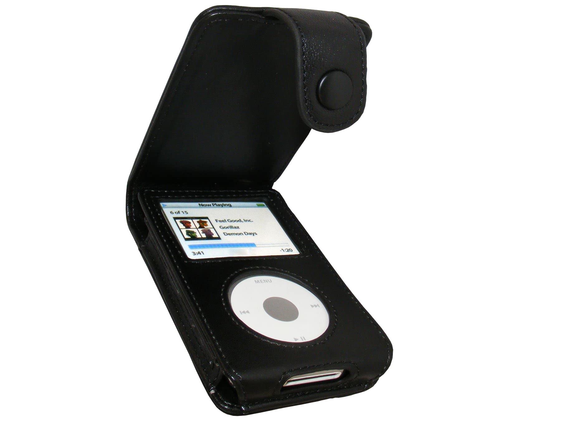 iGadgitz Black Genuine Leather Case Cover for Apple iPod Classic 80gb, 120GB & New 160gb launched Sept 09 (Model with Depth of 10.5mm) + Belt Loop & Screen Protector