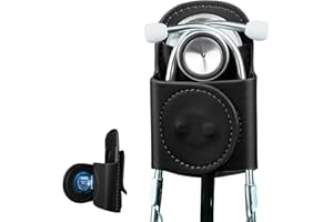DOLREME Magnetic Stethoscope Holder for Scrubs, with Leather-Covered Clip for Littmann ＆ Most Stethoscopes, Stethoscope Holder Clip for Scrubs/Belts/Backpacks, Black