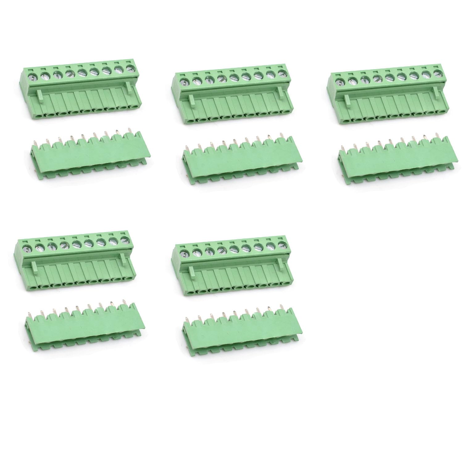 5Set 9Pin 5.08mm Pitch Male Female PCB Screw Terminal Block