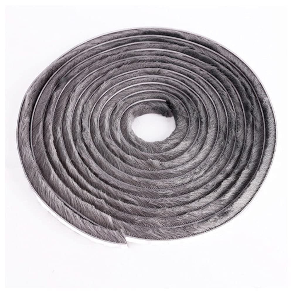 Merriway BH04952 StormSeal Door & Window Brush Pile Waterproof Dust & Draught Excluder Strip, Self Adhesive 15mm Thickness x 5 Metres (9/16 inch x 16.25ft) - Grey