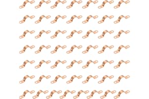 PATIKIL 1/2" Copper Pipe Strap Fittings, 50 Pcs Two Holes LF Pressure Copper Pipe Clamp Mount U Bracket Plumbing Fixing Fixtu