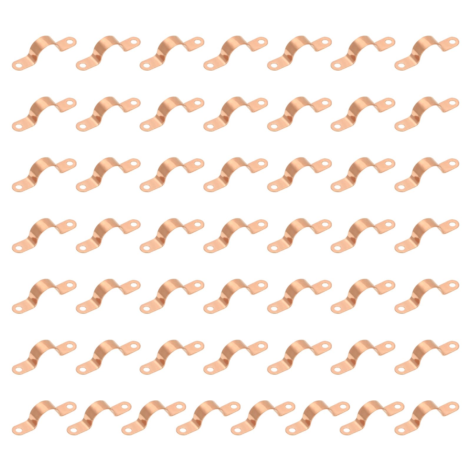 PATIKIL 1/2" Copper Pipe Strap Fittings, 50 Pcs Two Holes LF Pressure Copper Pipe Clamp Mount U Bracket Plumbing Fixing Fixture for Residential and Commercial Pipe Support