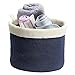 mDesign Knit Baby Nursery Closet Organizer Bin for Stuffed Animals, Toys, Blankets, Towels - Large, Navy/Ivory