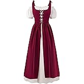 Spooktacular Creations Halloween Renaissance Dress Costume Women, Short Sleeves Medieval Peasant Ren Faire Maxi Dress