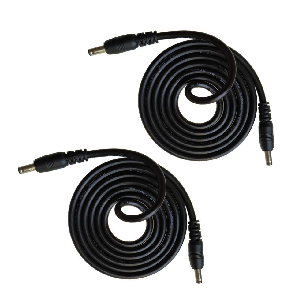 DZYDZR 2pcs 1 Meter 1.35mm x 3.5mm DC Extension Cable Black 22 AWG Copper Wire Male to Male Plug Max 24V 3A (3.3ft)