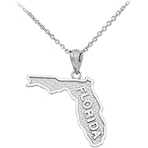 Florida US State Map Pendant Necklace in 925 Sterling Silver