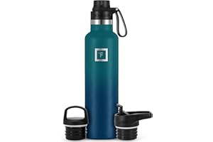 IRON °FLASK Camping & Hiking Hydration Canteens - 3 Lids (Narrow Spout Lid) Leak Proof Vacuum Insulated Stainless Steel - Hot & Cold Double Walled Sports Water Bottle - Dark Night, 24 Oz