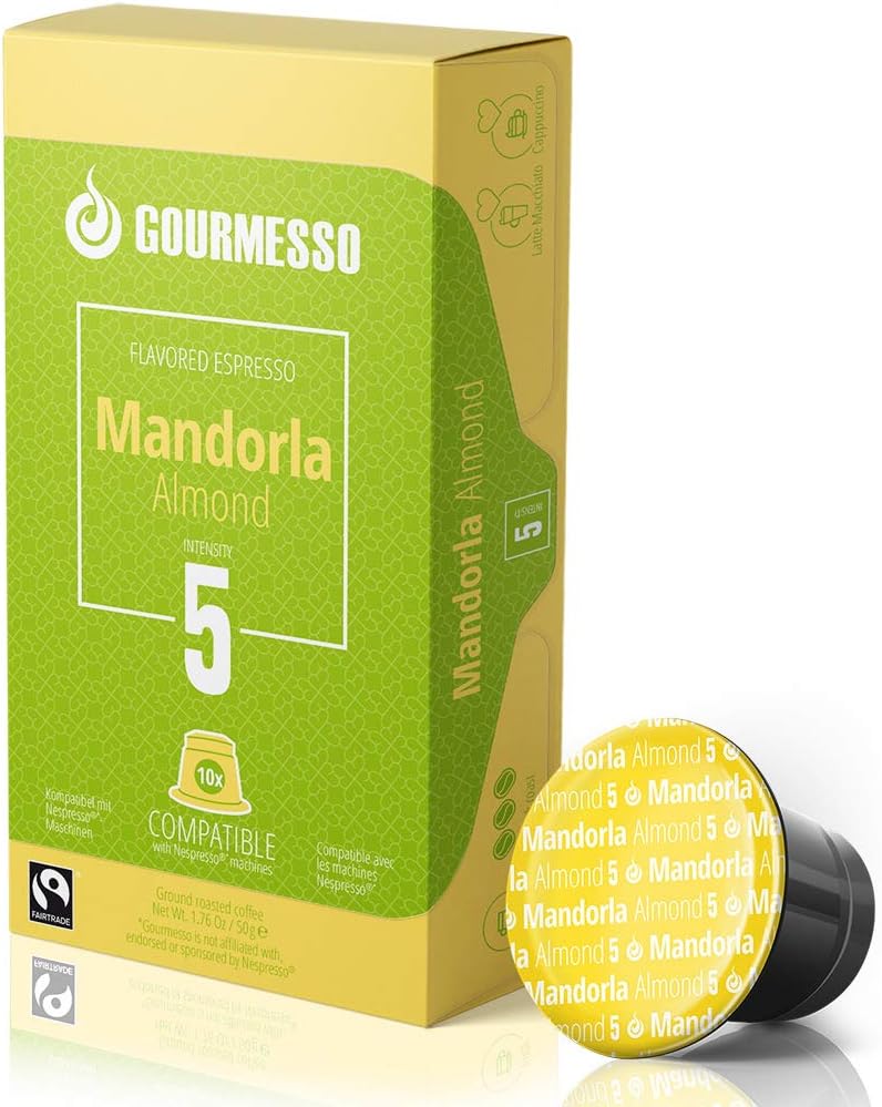 Gourmesso Mandorla (Almond) - 30 Flavored Nespresso* Compatible Coffee Capsules - Fair Trade