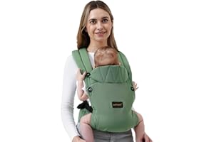 BethBear Baby Carrier Newborn to Toddler 7-45 lbs with Natural Material, Ergonomic Design,Versatile and Adjustable,Hands Free for Moms&Dads,Green