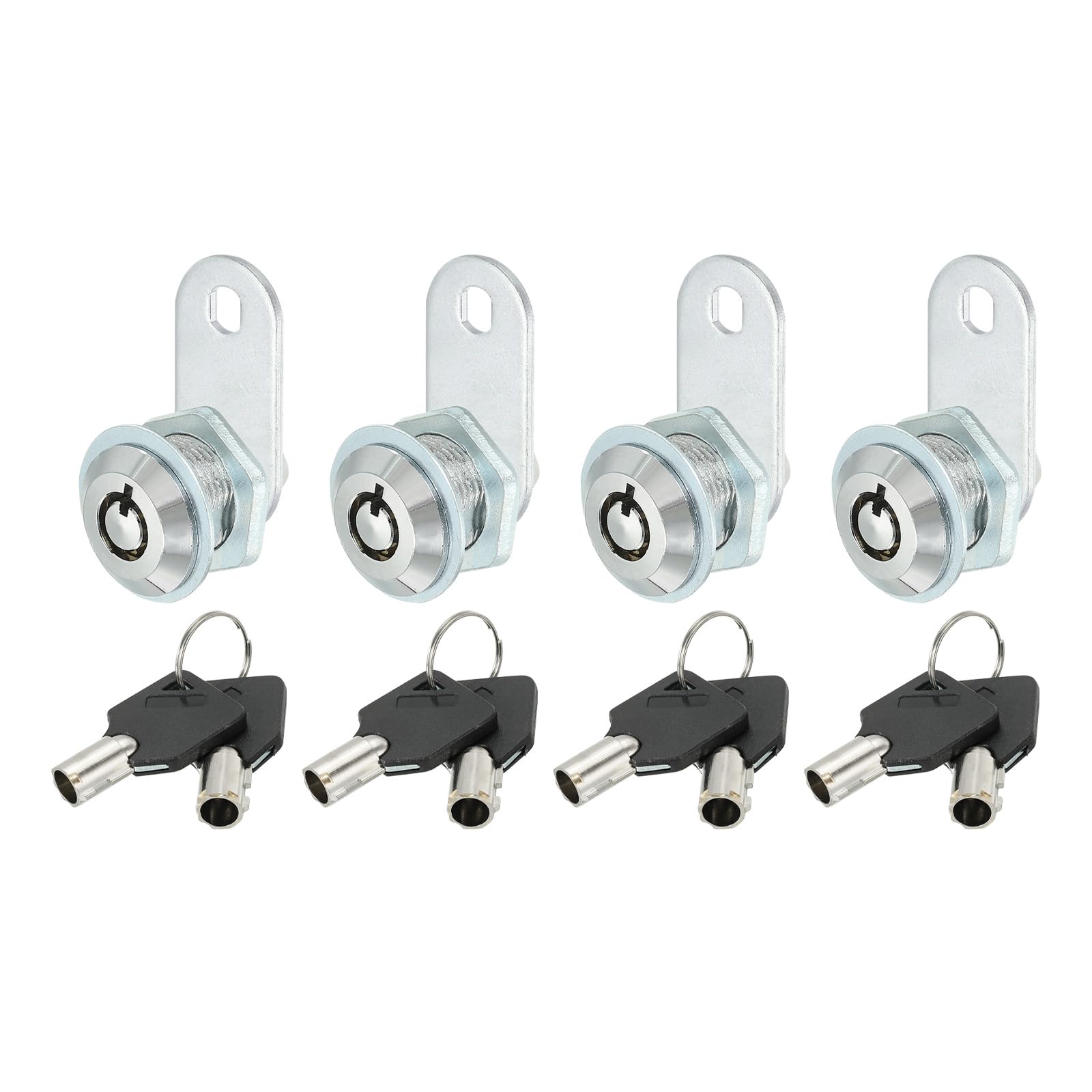 PATIKIL Cabinet Cam Lock with Key, 4 Pack 5/8"(16mm) Keyed Alike Cam Lock Cylinder Zinc Alloy Chrome Drawer Locks Tubular Cam Removable Key for Doors Drawer Cabinet