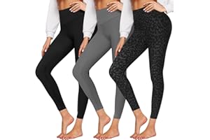 GROTEEN 3 Pack High Waisted Leggings for Women No See-Through Soft Athletic Tummy Control Pants for Running Yoga Workout