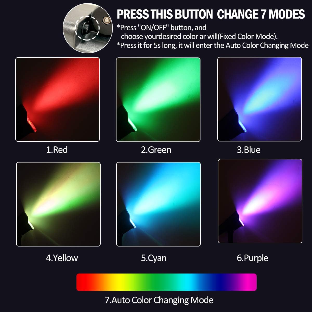 T-SUNUS Solar Color Landscape Spotlights, IP65 Waterproof Solar Powered spot Light Wall Lights - Image 4