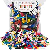 Building Bricks - 1000 Pc Bulk Blocks - Includes 60 Roof Pieces - Tight Fit with Major Brands