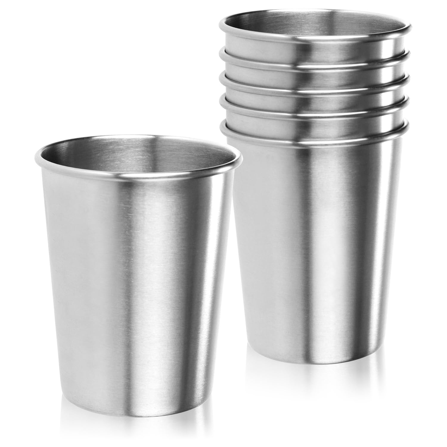 Robin Goods® 6x stainless steel drinking cups stainless steel cup - Camping cup 260 ml - Travel cup shatter-proof and BPA-free (006 pieces - silver colored)