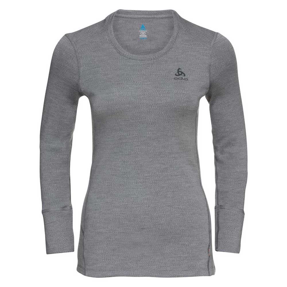 Odlo women's functional underwear long sleeve shirt 100 Percent merino 260 grams, grey melange, XL
