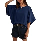 Cicy Bell Womens Oversized T Shirts Batwing Half Sleeve Summer Casual Crewneck Cropped Tops Loose Fit Basic Tees