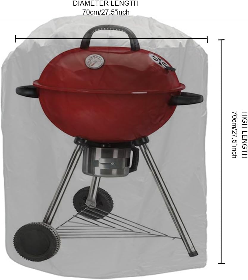 ELR Waterproof Barbecue Gas Grills Cover 27.5" Durable BBQ Covers Outback Rainproof Barbeque Protection Cover Accessories for Weber Garden Patio Outdoors Polyester with Carry Bag XS Size Black - Image 4