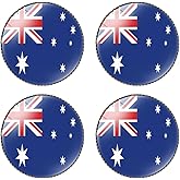 HSQCEZ 4 Pcs Australia Flag Pin Round 1 Inch, Lapel Pins Souvenir Badge for Hat Clothes Backpack,Australian Flag Brooch Accessories Party Favors,Patriotic Pin Accessories for Men/Women