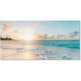 Goldfoilart Ocean Beach Sunset Canvas Wall Art for Bedroom Seascape Paintings Coastal Picture Framed Artwork for Bathroom Living Room Office Wall Decor 20" x 40"