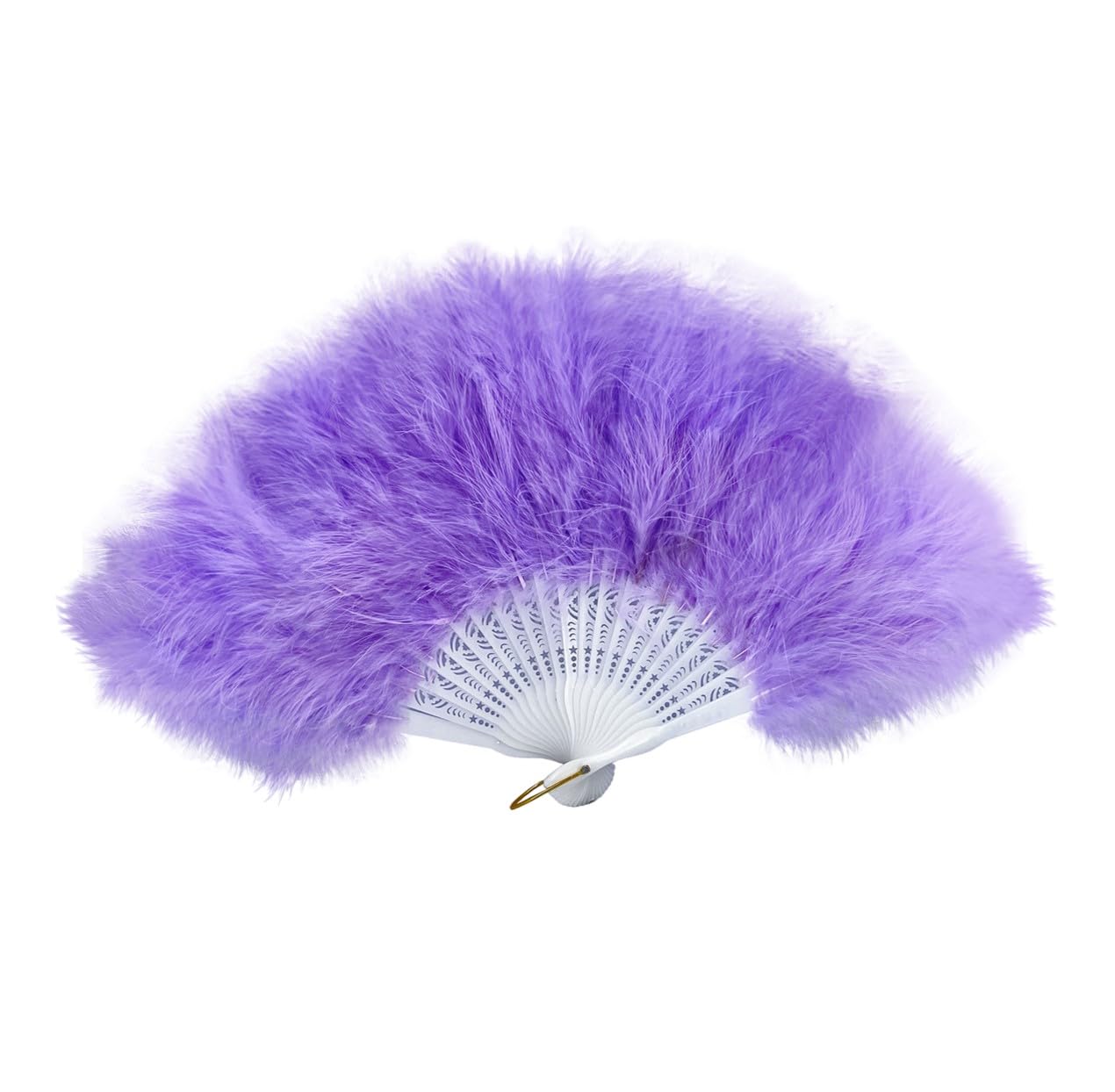 FANSOFFANS Marabou Feather Hand Fan 45cm, Fancy Dress Wedding Party Favour Gift Outdoor Vintage Dance Photoshoot (Soft Purple)