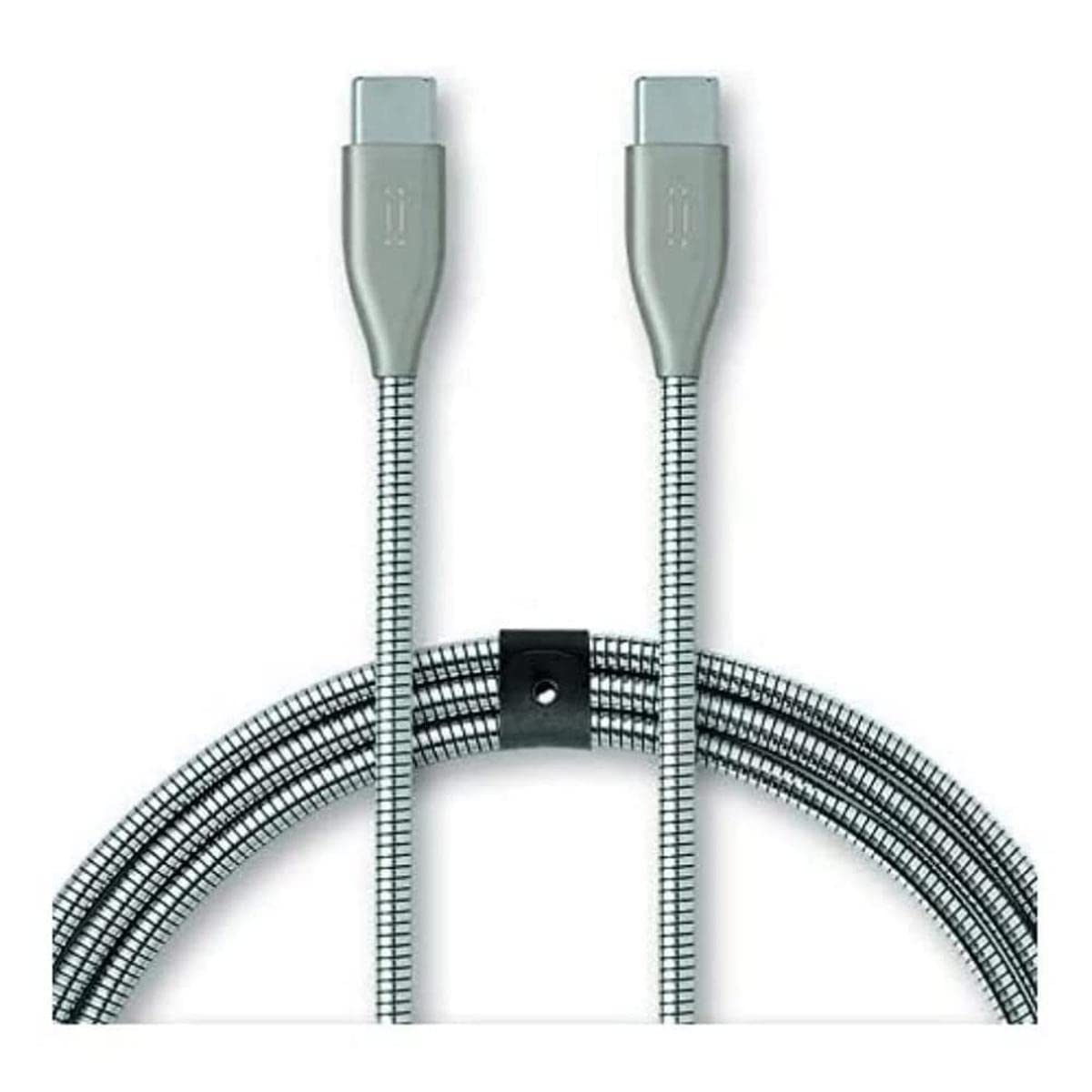 aiino - Helmet USB-C to USB-C cable (Apple MFI certified) | 1M Data charging and synchronisation cable | Compatible with Iphone and Ipad - Silver