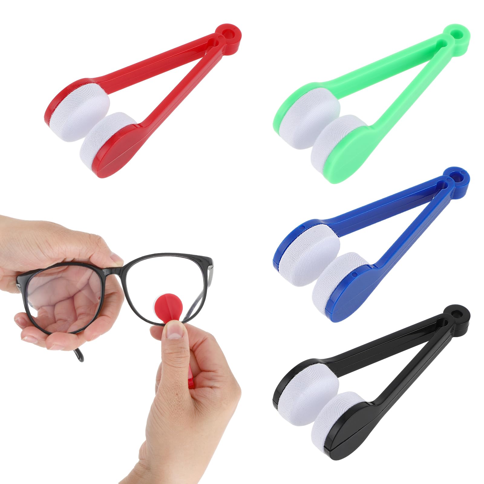 Photo 1 of 4pcs Mini Sun Glasses Eyeglass Microfiber Spectacles Cleaner, Soft Brush Cleaning Tool, Mini Microfiber Glasses Eyeglasses Cleaner, Cleaning Clip for Sunglasses and Eye Glasses (Black,Blue,Green,Red)