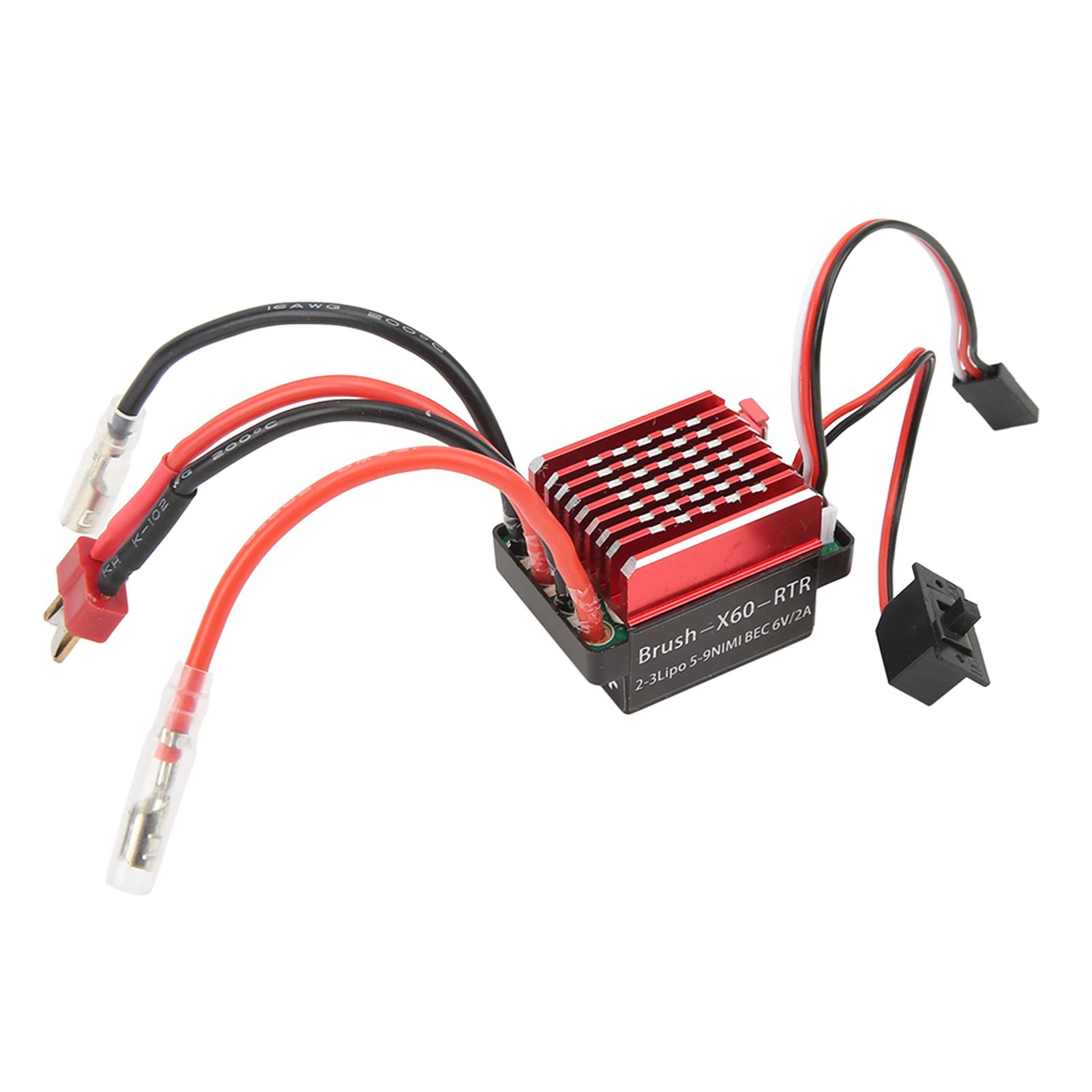 60A RC Brushed ESC, High-Performance 6V 2A Brushed Speed Controller with T Plug for Redcat 1/10 RC Cars, Trucks, and Drift Cars