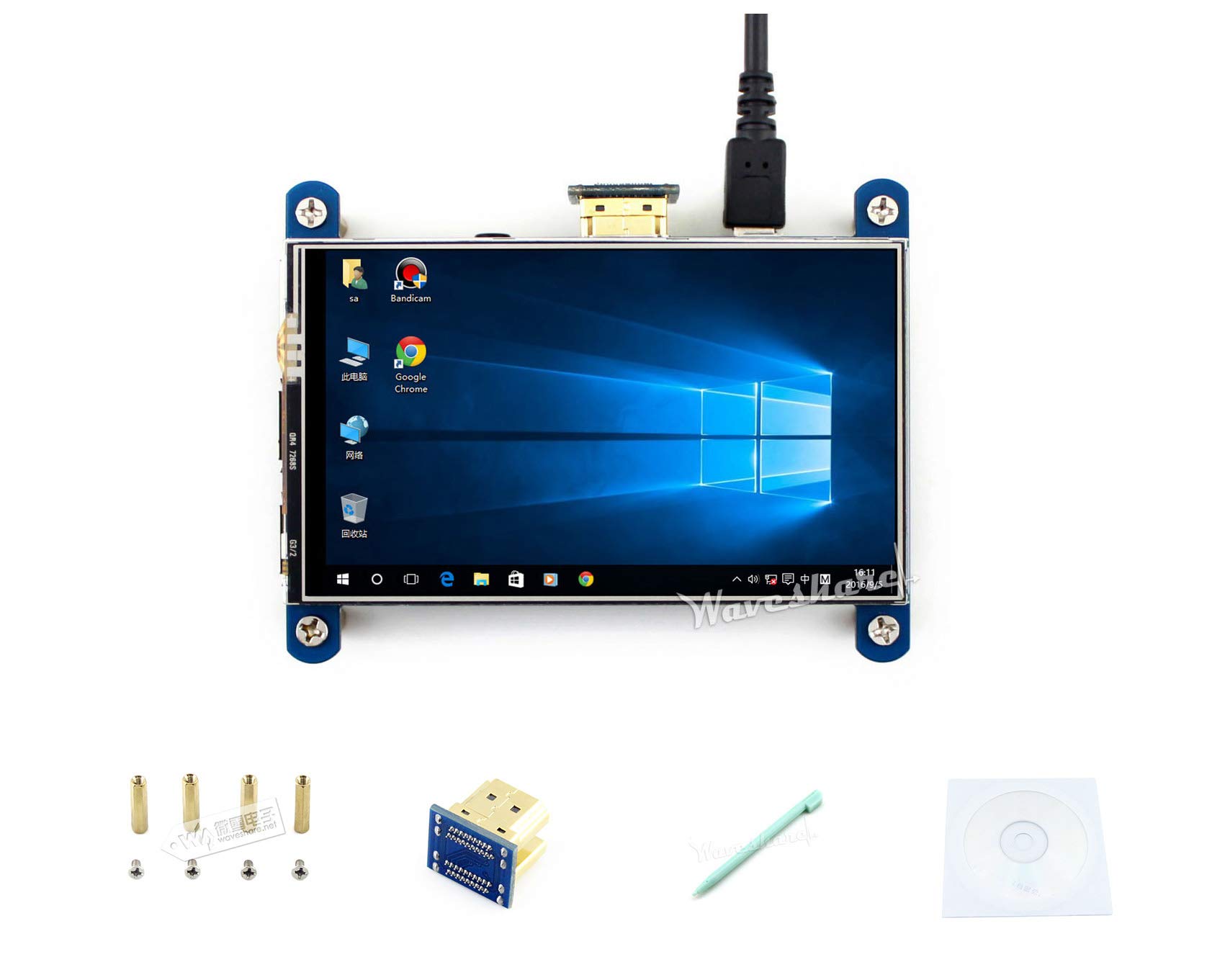 Waveshare 4inch Raspberry pi HDMI LCD Display Module 800x480 Resistive Touch IPS Screen Supports all Revsions of Raspberry Pi 3 Model B/2 B/B+ /A Drivers Provided