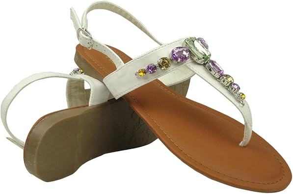 gemstone t strap sandals