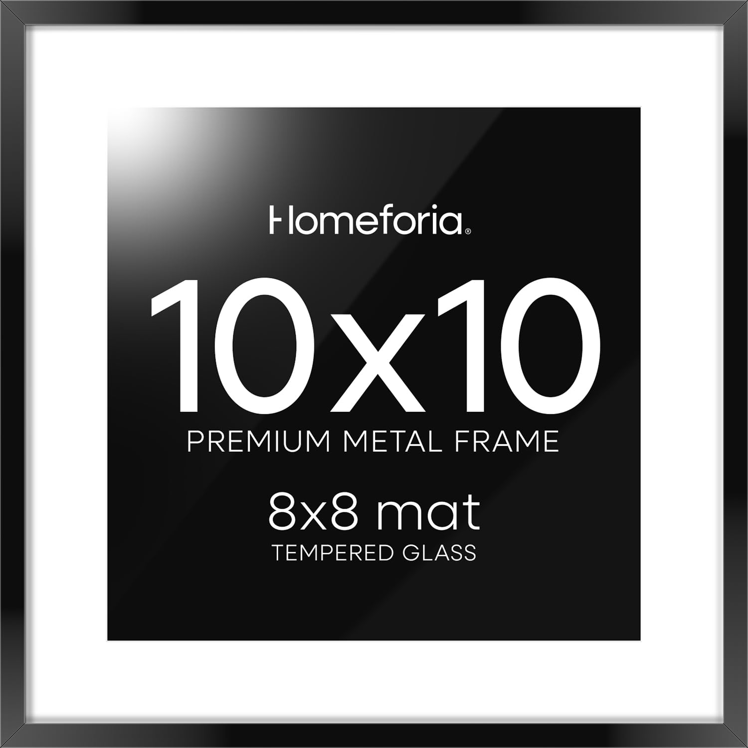 Photo 1 of Homeforia 10x10 Black Picture Frame, High End Metal 10 by 10 Square Frames with Mat 8 x 8 Opening, 10by10 Poster Frames Matted to 8x8 Photo, Wall or Tabletop Frames, Tempered Glass, Wall Kit, Set of 1
