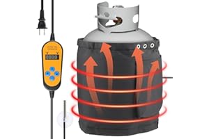 F FINEC Propane Tank Heater Blanket 20 lb Gas Cylinder Heater - Temperature Control 41-122°F - Fits 5, 10, 20, 30 & 40 lb Propane Tanks & 1-20 Gallon Metal Drums