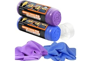 IDEMEET Premium Absorbent Car Drying Towel, 2 Pack 26"x17" Super Soft Shammy Towel for Vehicle, Reusable Chamois Cloth for Car Drying, Dust Remove, Bathroom, Scratch/Spot/Streak Free, Blue & Purple