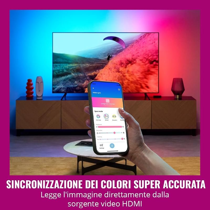 HDMI Sync Box con Striscia LED RGBIC per TV da 75"-85"