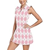 Soneven Womens Tennis Dress Sleeveless Golf Dresses with Shorts and Pockets Ruffle Sleeve Workout Athletic Dresses
