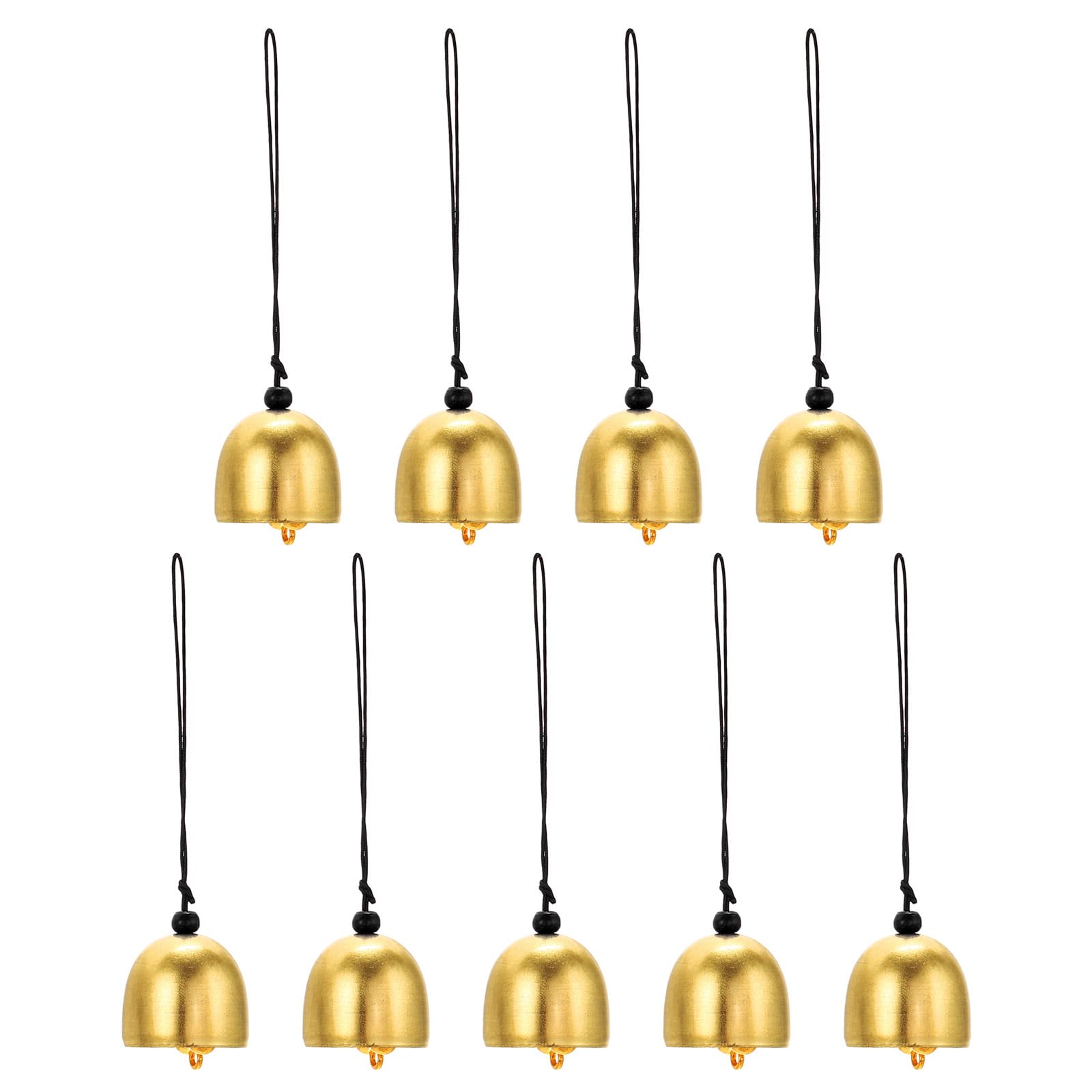 PATIKIL 9 Pcs Wind Chime, Hanging Bells Temple Bells Retro Outdoor Hanging Metal Chinese Wind Chime Round for Outside Garden Camping, Gold Black