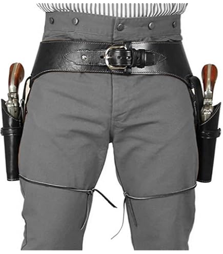 Kalastussaari Double Holsters Cowboy Gun Belt, Faux Leather