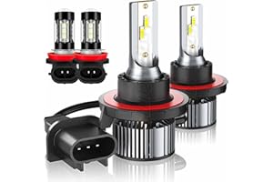 XWQHJW LED Headlight Bulbs Compatible for Chevy Cruze 2011 2012 2013 2014 2015, 9008/H13 High Low Beam + H8/H11 Fog Light Bulbs, Replacement Halogen, 6000K White, Plug and Play, Pack of 4