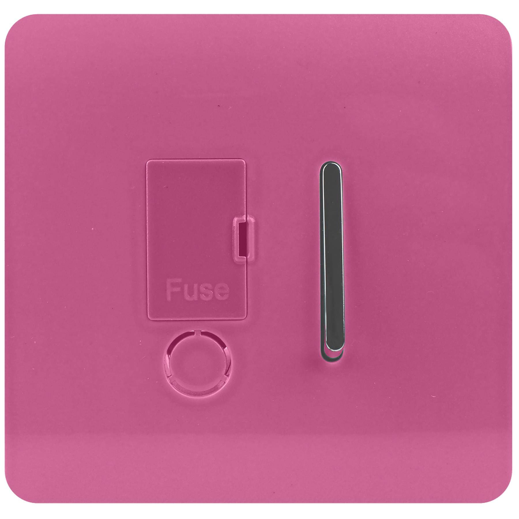 Trendi Switch Screwless Artistic Modern Glossy Tactile 230V Switched 13 A Single Fused Spur Connection Unit w/Flex Outlet Chrome Rocker in Candy Pink - ART-FSPK — image 1