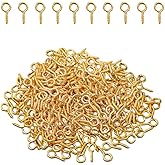 YupeTryp 350pcs Gold Small Screw Eye Pins for Jewelry Making & DIY Crafts, Mini Eyelet Screws for Art Projects & Bead Charms, Tiny Eye Hooks, Mini Eyelet Hooks for Cork Top Bottles (5mm)