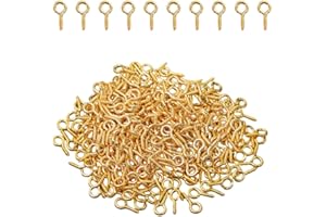 YupeTryp 350pcs Gold Small Screw Eye Pins for Jewelry Making & DIY Crafts, Mini Eyelet Screws for Art Projects & Bead Charms, Tiny Eye Hooks, Mini Eyelet Hooks for Cork Top Bottles (5mm)