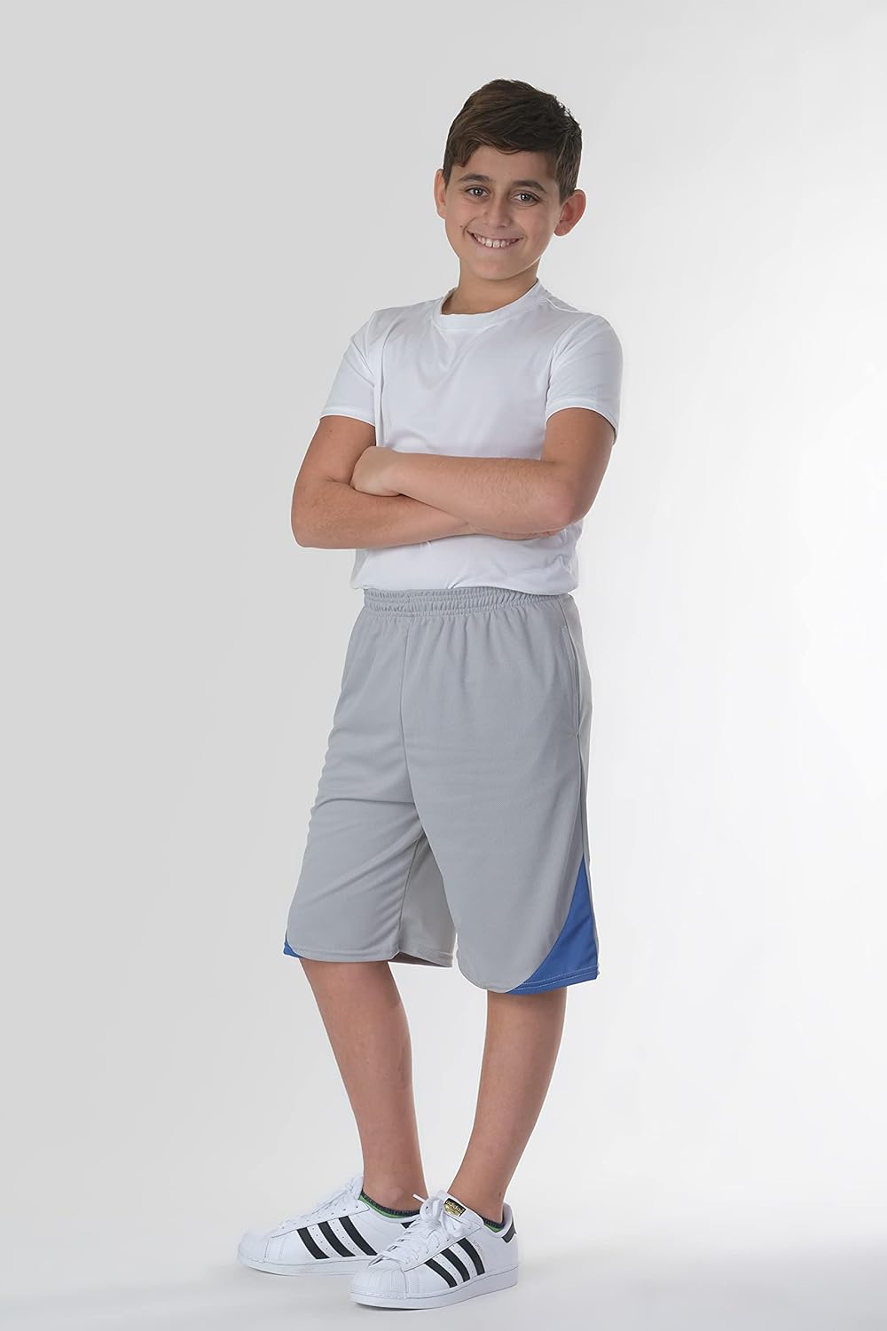 Real Essentials Boys' 5-Pack Mesh Active Athletic Performance Basketball Shorts with Pockets: Clothing